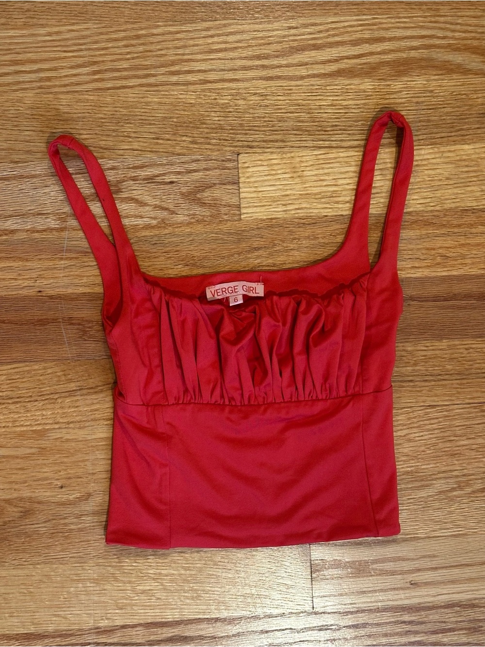Verge Girl Red Ruched Crop Cami | US Size 2